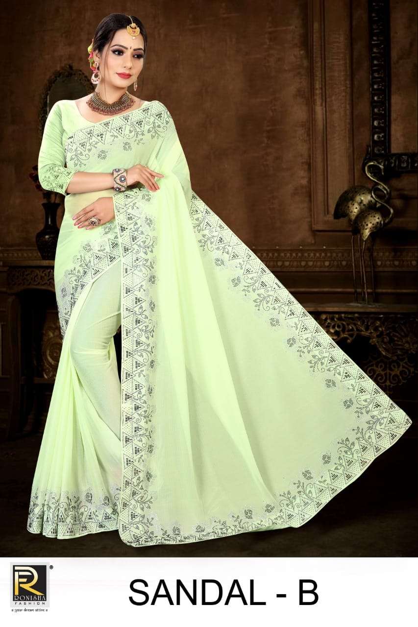 SANDAL BY RONISHA FASHION A TO F SERIES INDIAN TRADITIONAL WEAR COLLECTION BEAUTIFUL STYLISH FANCY COLORFUL PARTY WEAR & OCCASIONAL WEAR HEAVY SWAROVSKI WITH WORK SAREES AT WHOLESALE PRICE