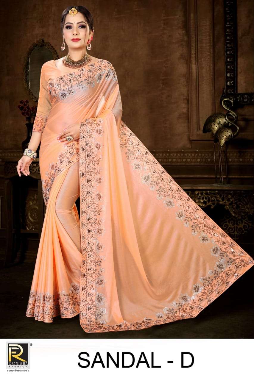 SANDAL BY RONISHA FASHION A TO F SERIES INDIAN TRADITIONAL WEAR COLLECTION BEAUTIFUL STYLISH FANCY COLORFUL PARTY WEAR & OCCASIONAL WEAR HEAVY SWAROVSKI WITH WORK SAREES AT WHOLESALE PRICE