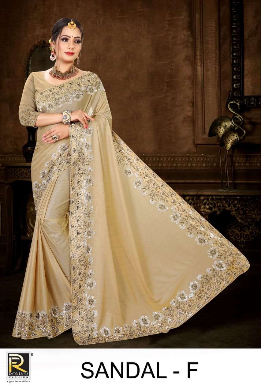 SANDAL BY RONISHA FASHION A TO F SERIES INDIAN TRADITIONAL WEAR COLLECTION BEAUTIFUL STYLISH FANCY COLORFUL PARTY WEAR & OCCASIONAL WEAR HEAVY SWAROVSKI WITH WORK SAREES AT WHOLESALE PRICE