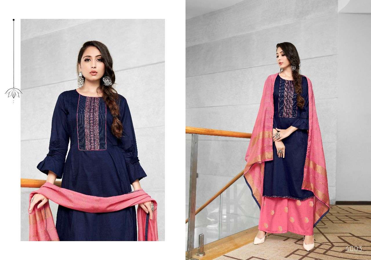 BULANDI VOL-4 BY SWEETY FASHION 4001 TO 4008 SERIES BEAUTIFUL SUITS COLORFUL STYLISH FANCY CASUAL WEAR & ETHNIC WEAR JAM SATIN EMBROIDERED DRESSES AT WHOLESALE PRICE