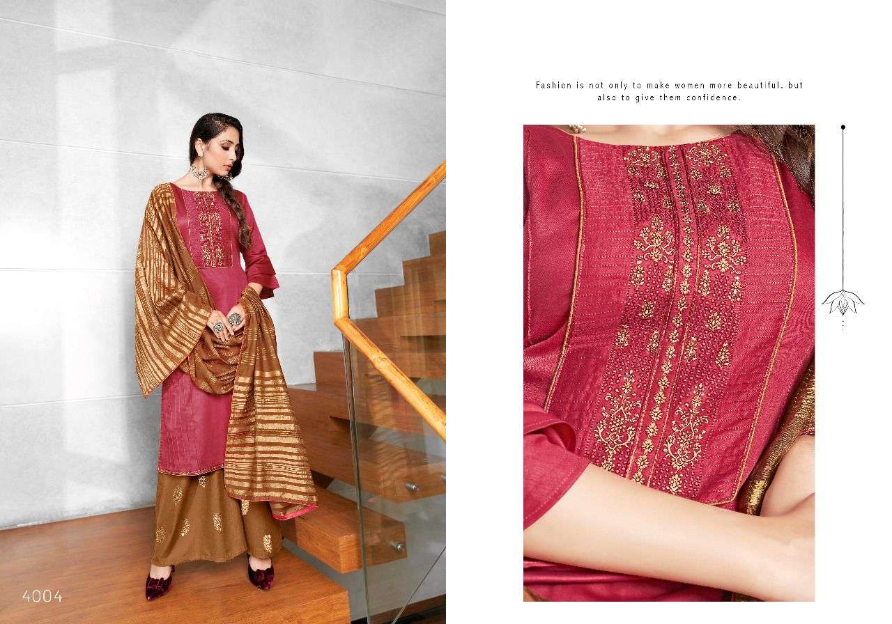 BULANDI VOL-4 BY SWEETY FASHION 4001 TO 4008 SERIES BEAUTIFUL SUITS COLORFUL STYLISH FANCY CASUAL WEAR & ETHNIC WEAR JAM SATIN EMBROIDERED DRESSES AT WHOLESALE PRICE