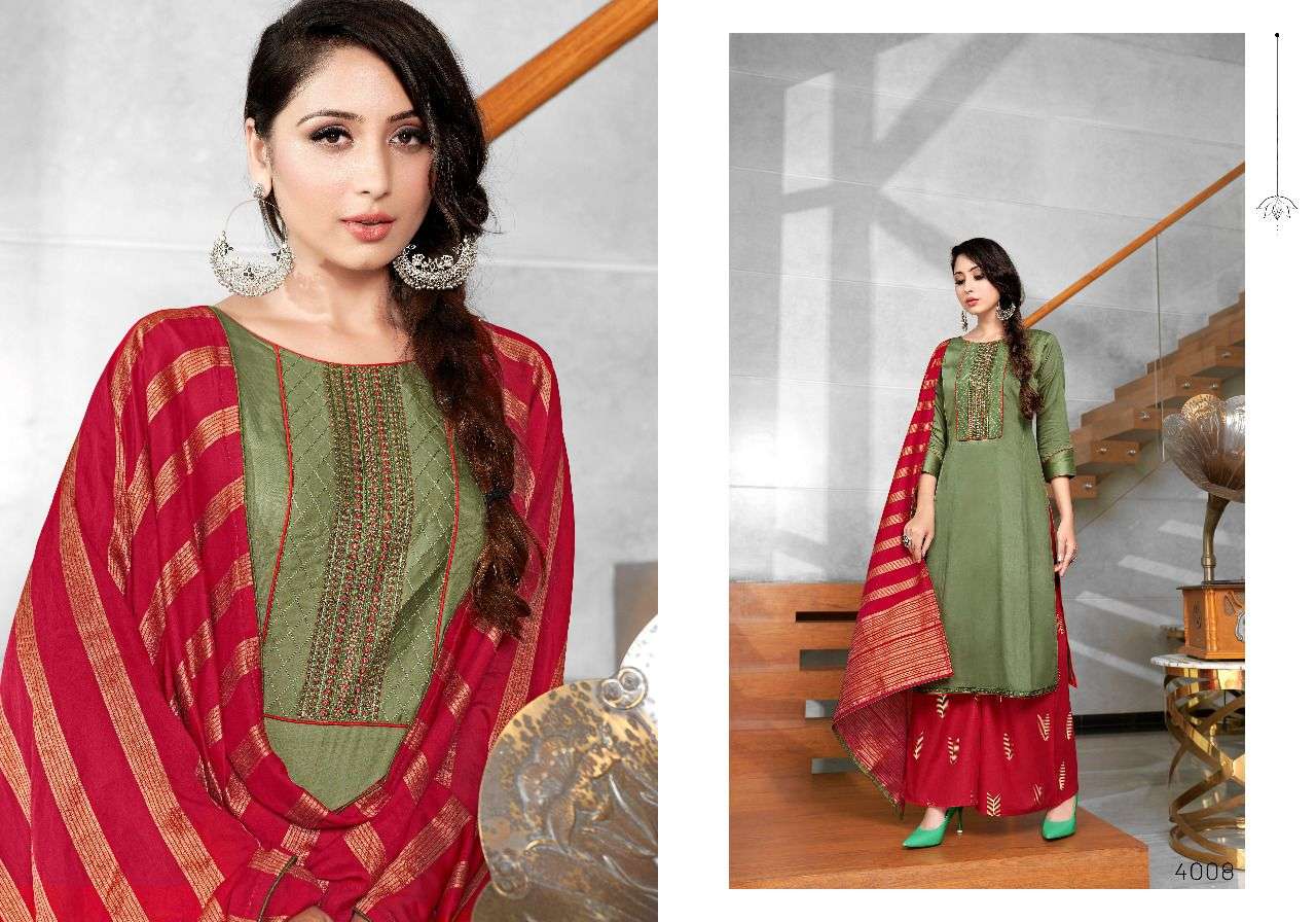 BULANDI VOL-4 BY SWEETY FASHION 4001 TO 4008 SERIES BEAUTIFUL SUITS COLORFUL STYLISH FANCY CASUAL WEAR & ETHNIC WEAR JAM SATIN EMBROIDERED DRESSES AT WHOLESALE PRICE