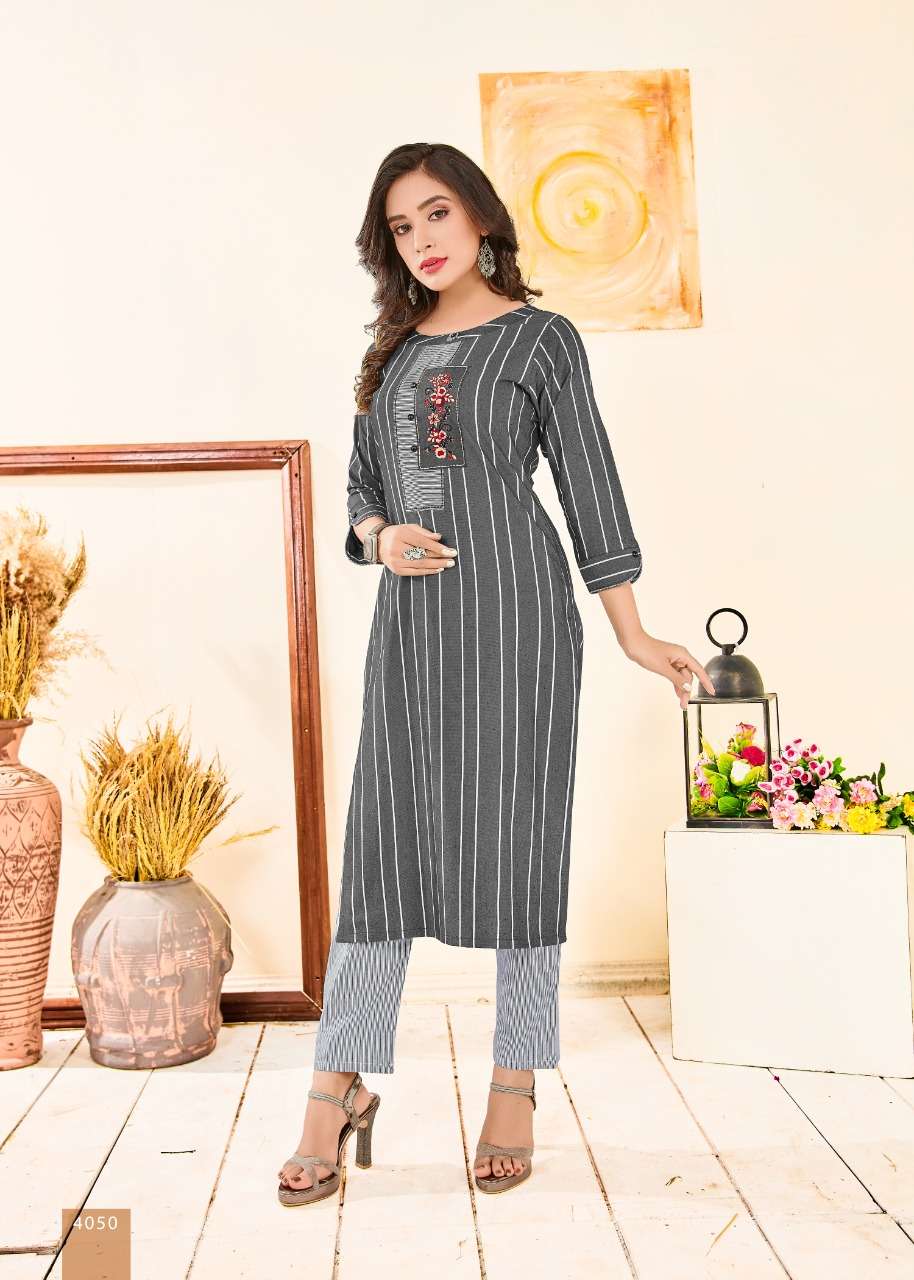 ROOHI BY KARAN IMPEX 4047 TO 4051 SERIES DESIGNER STYLISH FANCY COLORFUL BEAUTIFUL PARTY WEAR & ETHNIC WEAR COLLECTION HEAVY COTTON EMBROIDERY KURTIS WITH BOTTOM AT WHOLESALE PRICE