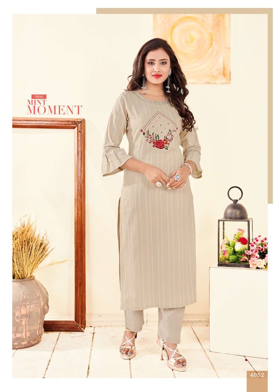 ROOHI BY KARAN IMPEX 4047 TO 4051 SERIES DESIGNER STYLISH FANCY COLORFUL BEAUTIFUL PARTY WEAR & ETHNIC WEAR COLLECTION HEAVY COTTON EMBROIDERY KURTIS WITH BOTTOM AT WHOLESALE PRICE