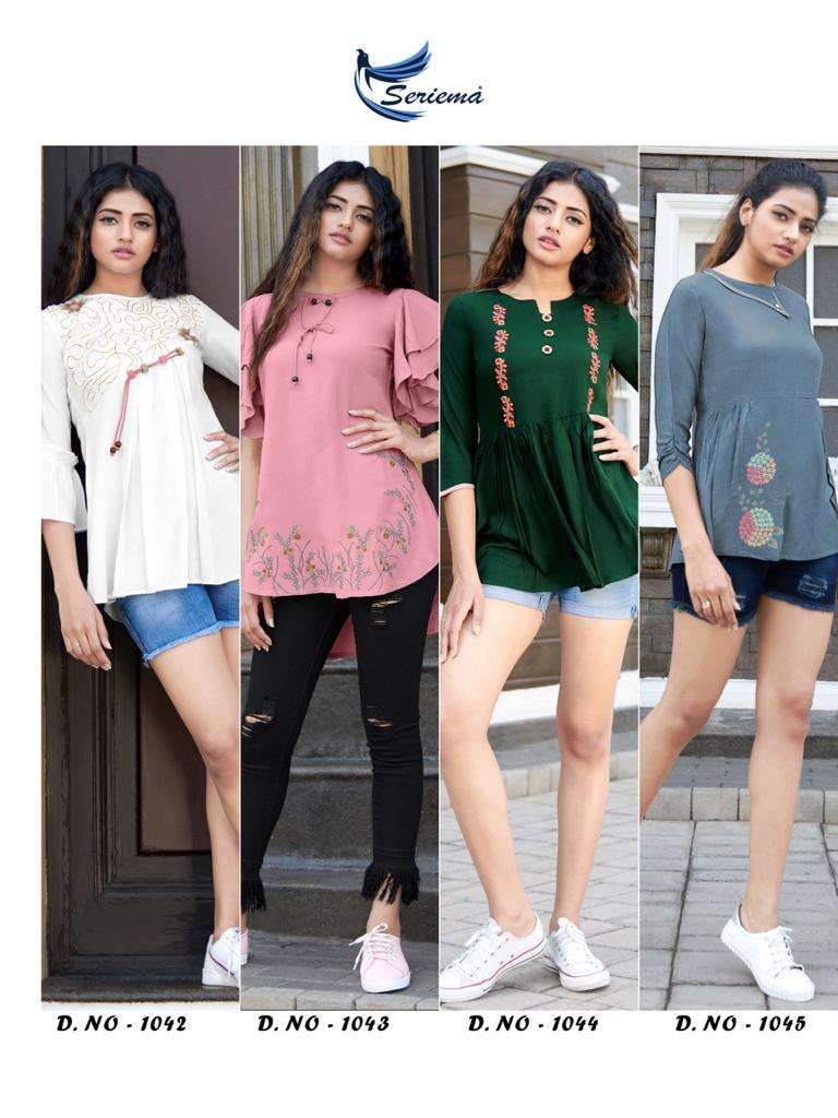 GLAZIER VOL-4 BY SPARROW 1038 TO 1045 SERIES BEAUTIFUL STYLISH FANCY COLORFUL CASUAL WEAR & ETHNIC WEAR HEAVY RAYON EMBROIDERED TOPS AT WHOLESALE PRICE
