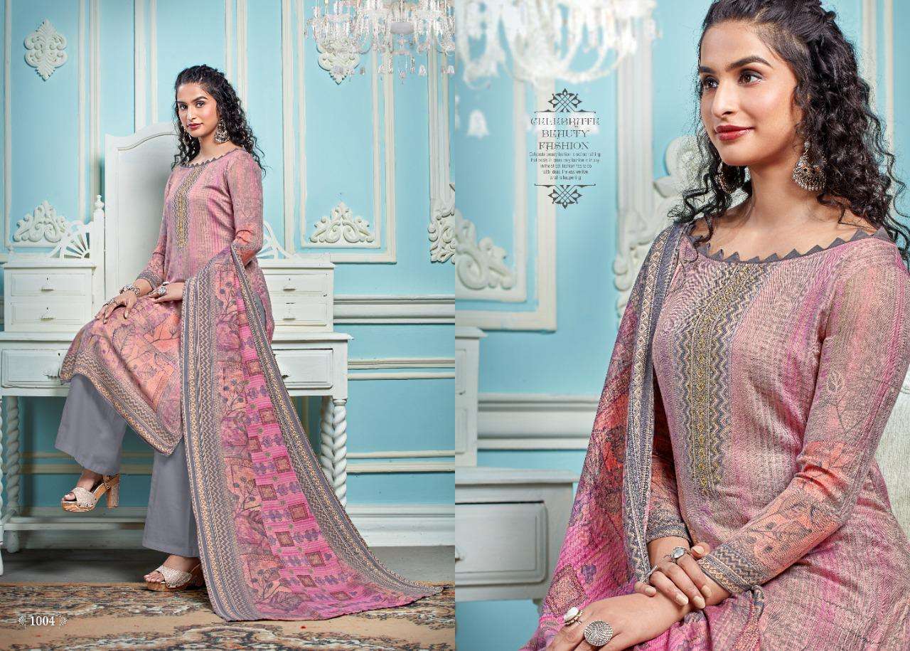 QUEEN BY KESARIYA 1001 TO 1008 SERIES BEAUTIFUL STYLISH SHARARA SUITS FANCY COLORFUL CASUAL WEAR & ETHNIC WEAR & READY TO WEAR PASHMINA JACQUARD PRINTED DRESSES AT WHOLESALE PRICE