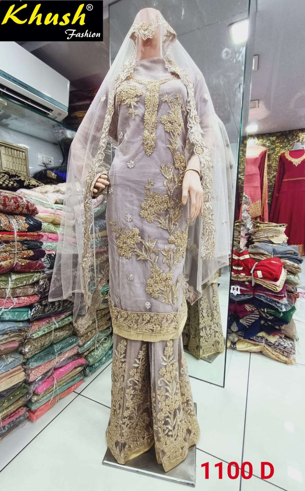 KHUSH 1100 COLOURS BY KHUSH FASHION 1100-A TO 1100-D SERIES BEAUTIFUL SUITS STYLISH COLORFUL FANCY CASUAL WEAR & ETHNIC WEAR NET EMBROIDERED DRESSES AT WHOLESALE PRICE