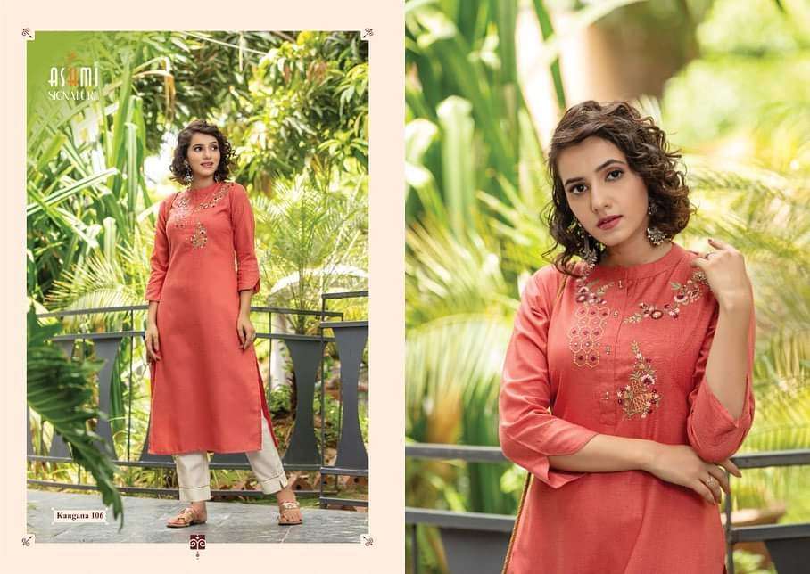 KANGANA BY ASHMI 1001 TO 1008 SERIES DESIGNER STYLISH FANCY COLORFUL BEAUTIFUL PARTY WEAR & ETHNIC WEAR COLLECTION COTTON EMBROIDERY KURTIS WITH BOTTOM AT WHOLESALE PRICE