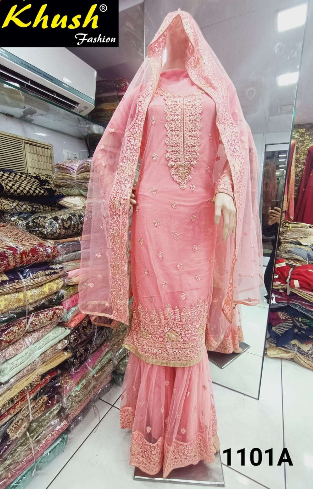 KHUSH 1101 COLOURS BY KHUSH FASHION 1101-A TO 1101-H SERIES BEAUTIFUL SUITS STYLISH COLORFUL FANCY CASUAL WEAR & ETHNIC WEAR NET EMBROIDERED DRESSES AT WHOLESALE PRICE