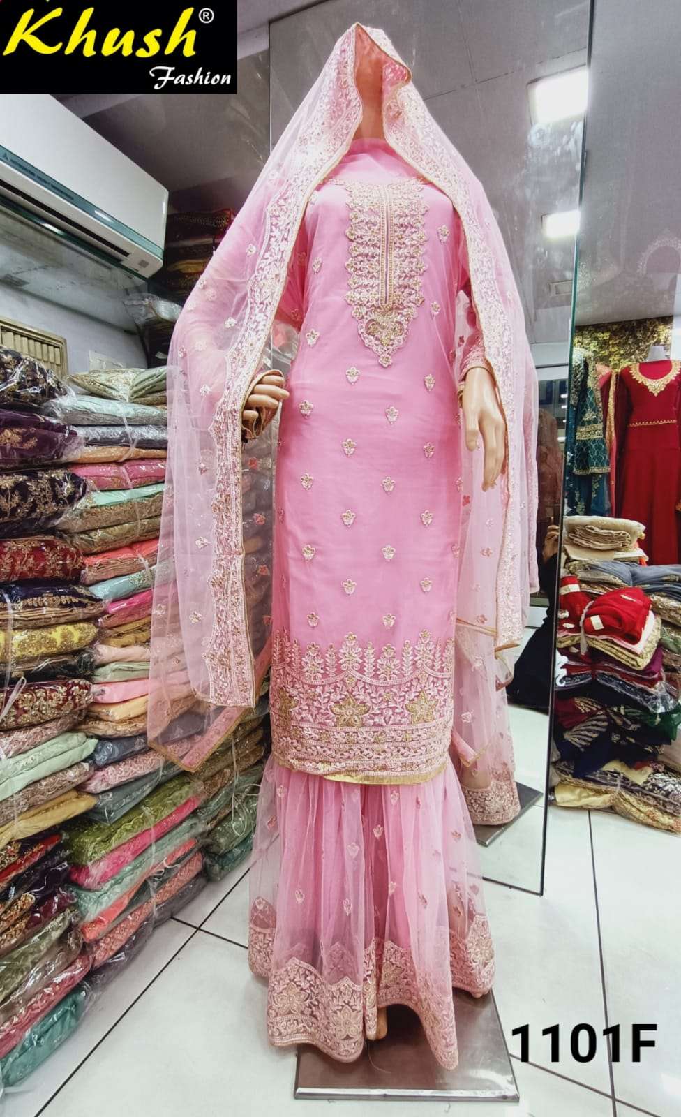 KHUSH 1101 COLOURS BY KHUSH FASHION 1101-A TO 1101-H SERIES BEAUTIFUL SUITS STYLISH COLORFUL FANCY CASUAL WEAR & ETHNIC WEAR NET EMBROIDERED DRESSES AT WHOLESALE PRICE