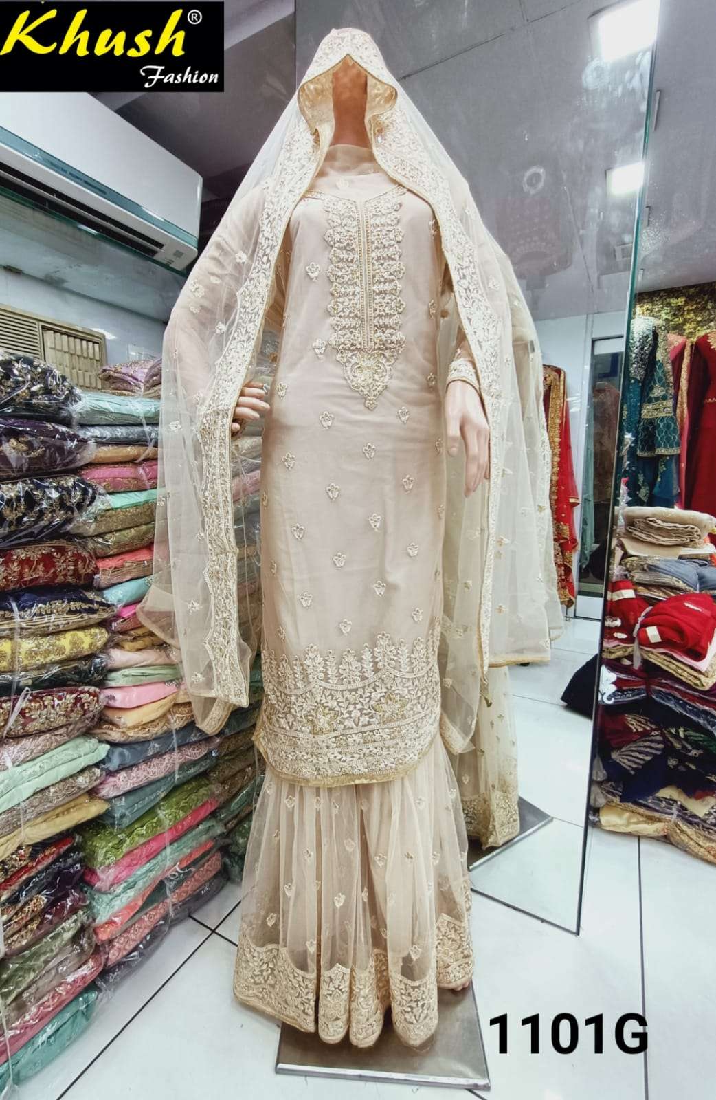 KHUSH 1101 COLOURS BY KHUSH FASHION 1101-A TO 1101-H SERIES BEAUTIFUL SUITS STYLISH COLORFUL FANCY CASUAL WEAR & ETHNIC WEAR NET EMBROIDERED DRESSES AT WHOLESALE PRICE