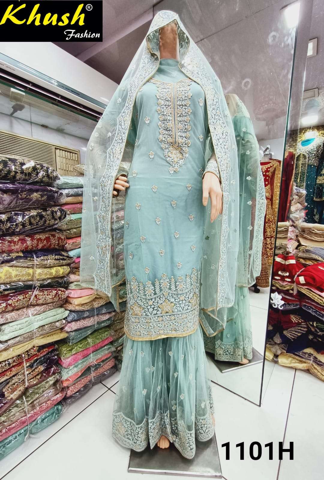 KHUSH 1101 COLOURS BY KHUSH FASHION 1101-A TO 1101-H SERIES BEAUTIFUL SUITS STYLISH COLORFUL FANCY CASUAL WEAR & ETHNIC WEAR NET EMBROIDERED DRESSES AT WHOLESALE PRICE