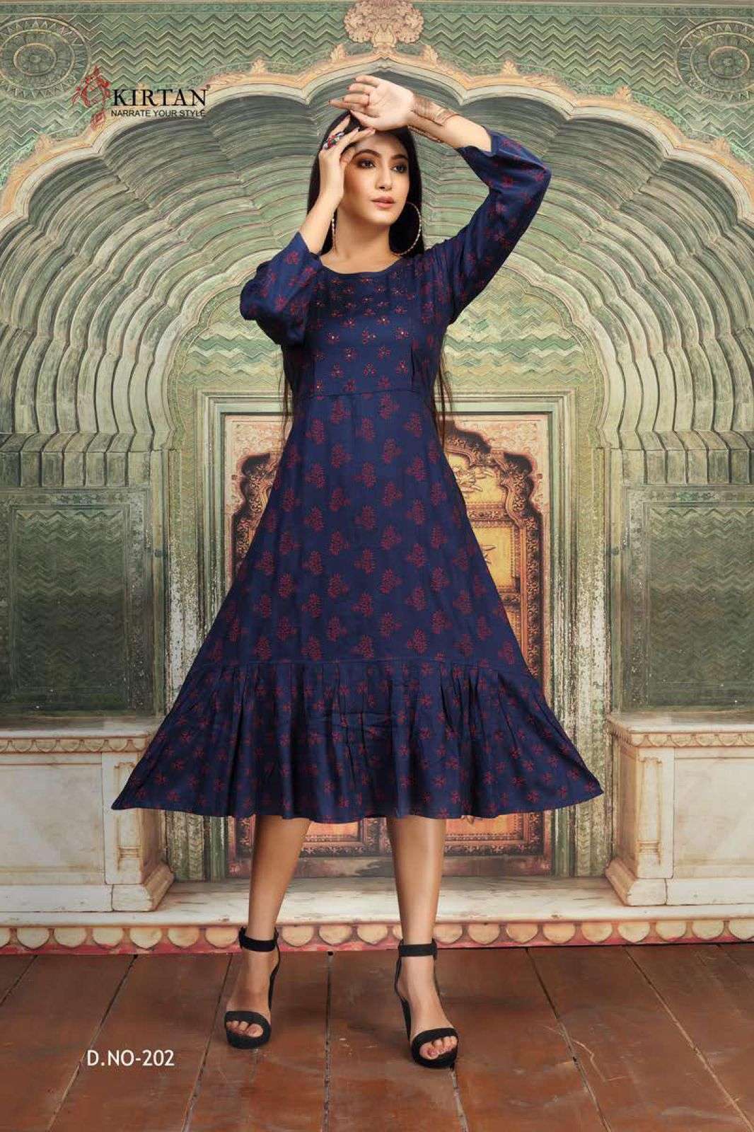 SIYAAHI BY KIRTAN 201 TO 206 SERIES DESIGNER STYLISH FANCY COLORFUL BEAUTIFUL PARTY WEAR & ETHNIC WEAR COLLECTION RAYON PRINT KURTIS AT WHOLESALE PRICE