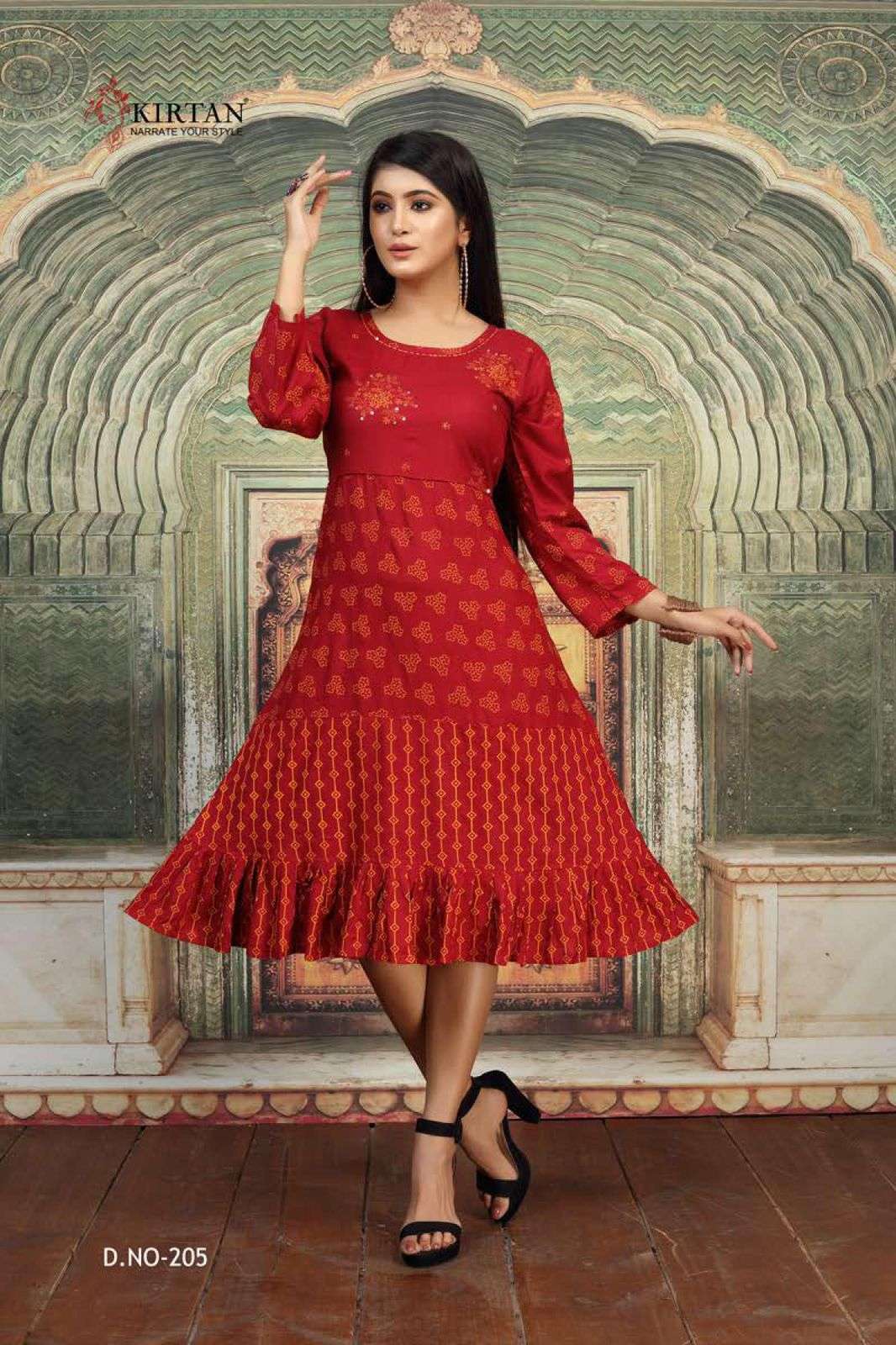 SIYAAHI BY KIRTAN 201 TO 206 SERIES DESIGNER STYLISH FANCY COLORFUL BEAUTIFUL PARTY WEAR & ETHNIC WEAR COLLECTION RAYON PRINT KURTIS AT WHOLESALE PRICE