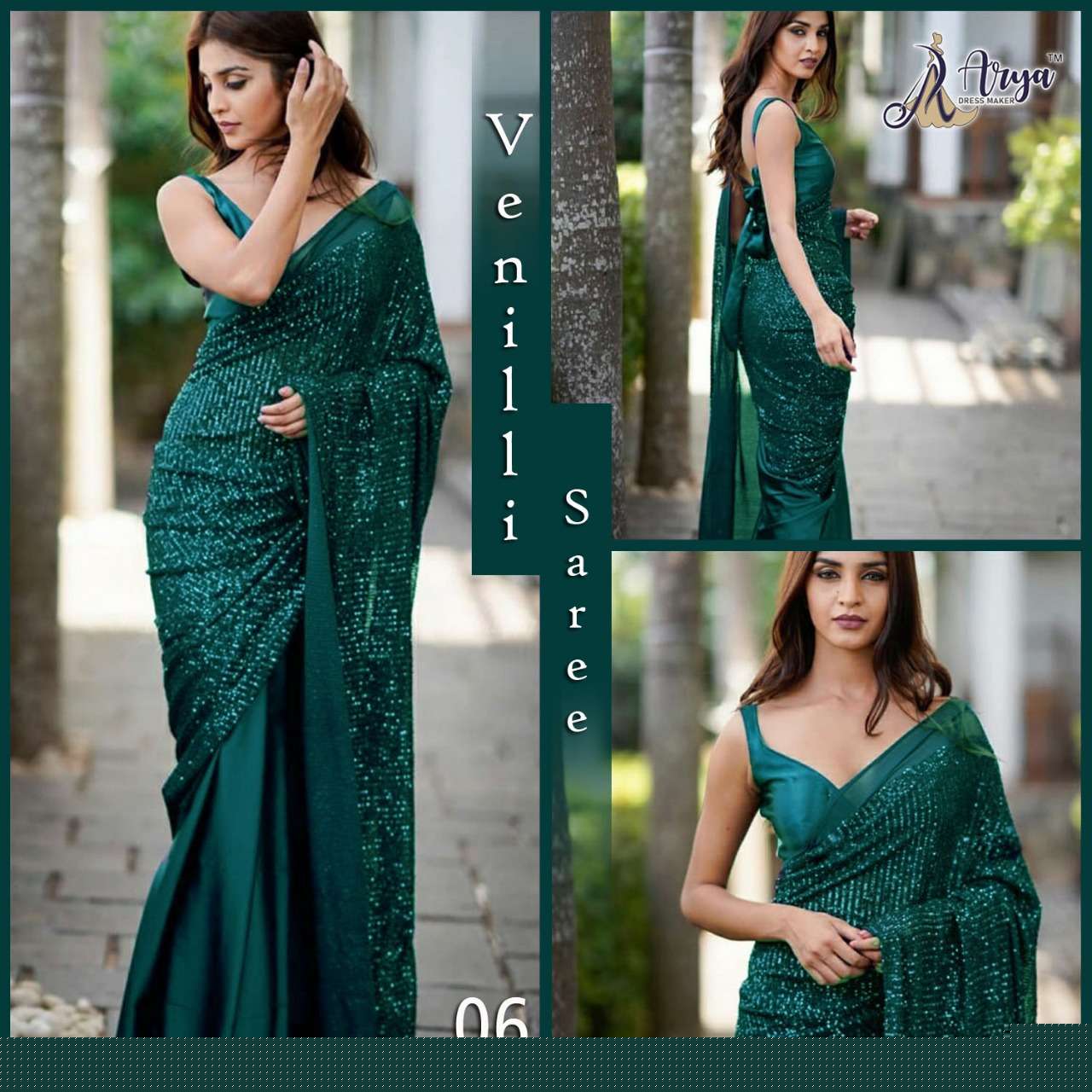 VENILLI BY ARYA DRESS MAKER 01 TO 06 SERIES INDIAN TRADITIONAL WEAR COLLECTION BEAUTIFUL STYLISH FANCY COLORFUL PARTY WEAR & OCCASIONAL WEAR DOLA SILK SAREES AT WHOLESALE PRICE