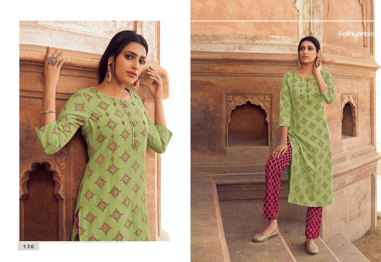 ASHIYANA BY RADHAK FASHION 135 TO 144 SERIES DESIGNER STYLISH FANCY COLORFUL BEAUTIFUL PARTY WEAR & ETHNIC WEAR COLLECTION RAYON KURTIS WITH BOTTOM AT WHOLESALE PRICE