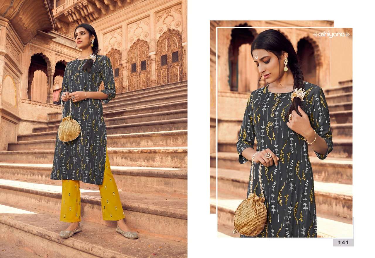 ASHIYANA BY RADHAK FASHION 135 TO 144 SERIES DESIGNER STYLISH FANCY COLORFUL BEAUTIFUL PARTY WEAR & ETHNIC WEAR COLLECTION RAYON KURTIS WITH BOTTOM AT WHOLESALE PRICE