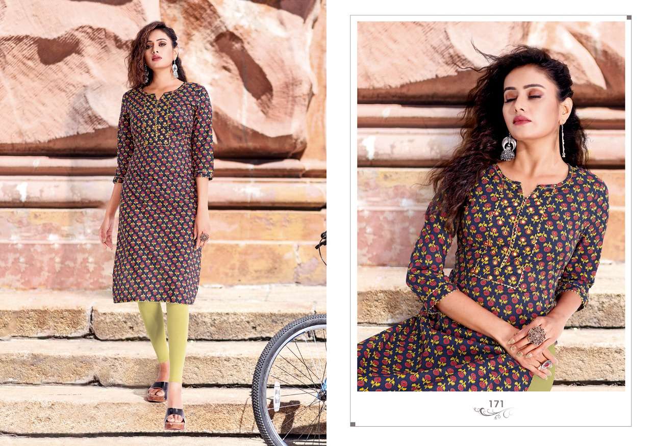 SUMMER BY RADHAK FASHION 165 TO 174 SERIES DESIGNER STYLISH FANCY COLORFUL BEAUTIFUL PARTY WEAR & ETHNIC WEAR COLLECTION COTTON PRINT KURTIS AT WHOLESALE PRICE