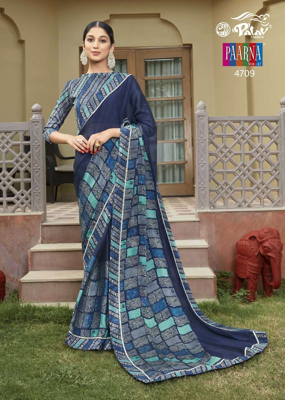 PAARNA VOL-47 BY PALAV 4701 TO 4710 SERIES INDIAN TRADITIONAL WEAR COLLECTION BEAUTIFUL STYLISH FANCY COLORFUL PARTY WEAR & OCCASIONAL WEAR SAMAR SILK SAREES AT WHOLESALE PRICE