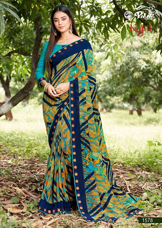 KAJAL BY PALAV 1575 TO 1584 SERIES INDIAN TRADITIONAL WEAR COLLECTION BEAUTIFUL STYLISH FANCY COLORFUL PARTY WEAR & OCCASIONAL WEAR GEORGETTE SAREES AT WHOLESALE PRICE