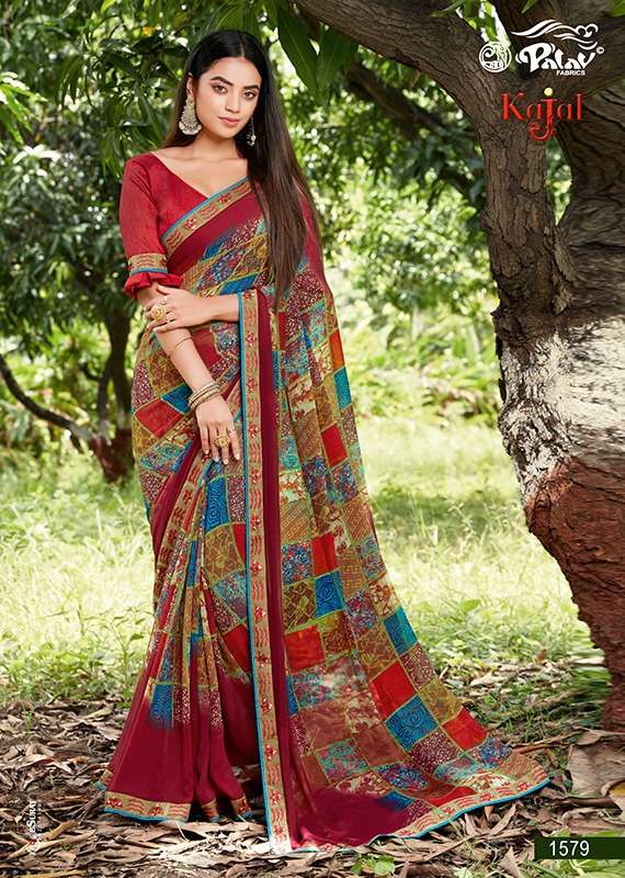 KAJAL BY PALAV 1575 TO 1584 SERIES INDIAN TRADITIONAL WEAR COLLECTION BEAUTIFUL STYLISH FANCY COLORFUL PARTY WEAR & OCCASIONAL WEAR GEORGETTE SAREES AT WHOLESALE PRICE