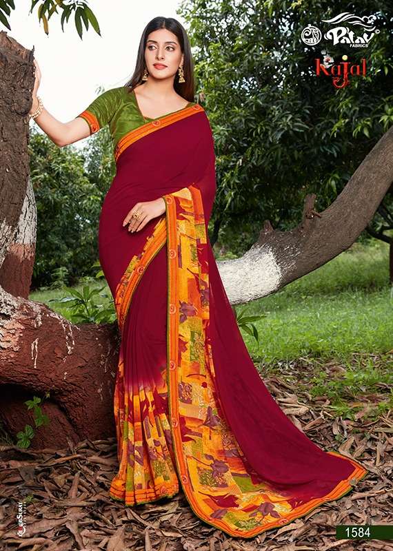 KAJAL BY PALAV 1575 TO 1584 SERIES INDIAN TRADITIONAL WEAR COLLECTION BEAUTIFUL STYLISH FANCY COLORFUL PARTY WEAR & OCCASIONAL WEAR GEORGETTE SAREES AT WHOLESALE PRICE