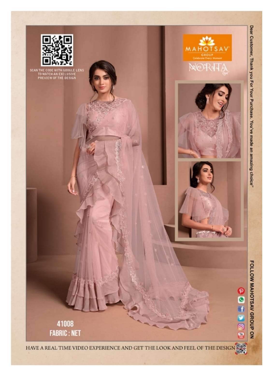NORITA RAISSA BY MAHOTSAV INDIAN TRADITIONAL WEAR COLLECTION BEAUTIFUL STYLISH FANCY COLORFUL PARTY WEAR & OCCASIONAL WEAR NET SAREES AT WHOLESALE PRICE