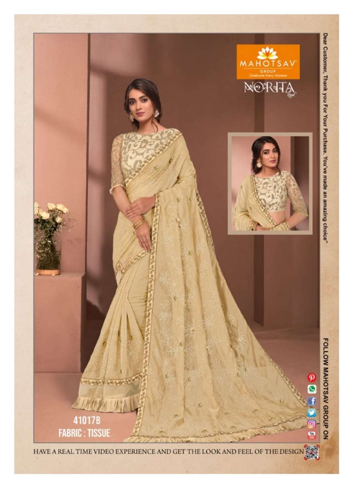 NORITA RAISSA BY MAHOTSAV INDIAN TRADITIONAL WEAR COLLECTION BEAUTIFUL STYLISH FANCY COLORFUL PARTY WEAR & OCCASIONAL WEAR NET SAREES AT WHOLESALE PRICE