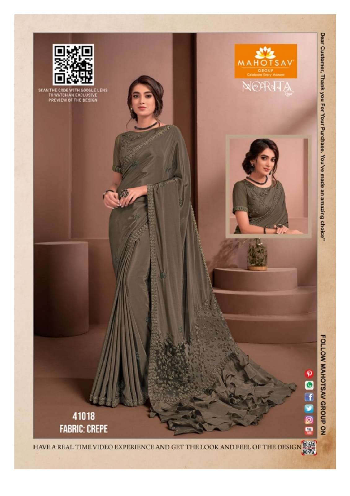 NORITA RAISSA BY MAHOTSAV INDIAN TRADITIONAL WEAR COLLECTION BEAUTIFUL STYLISH FANCY COLORFUL PARTY WEAR & OCCASIONAL WEAR NET SAREES AT WHOLESALE PRICE