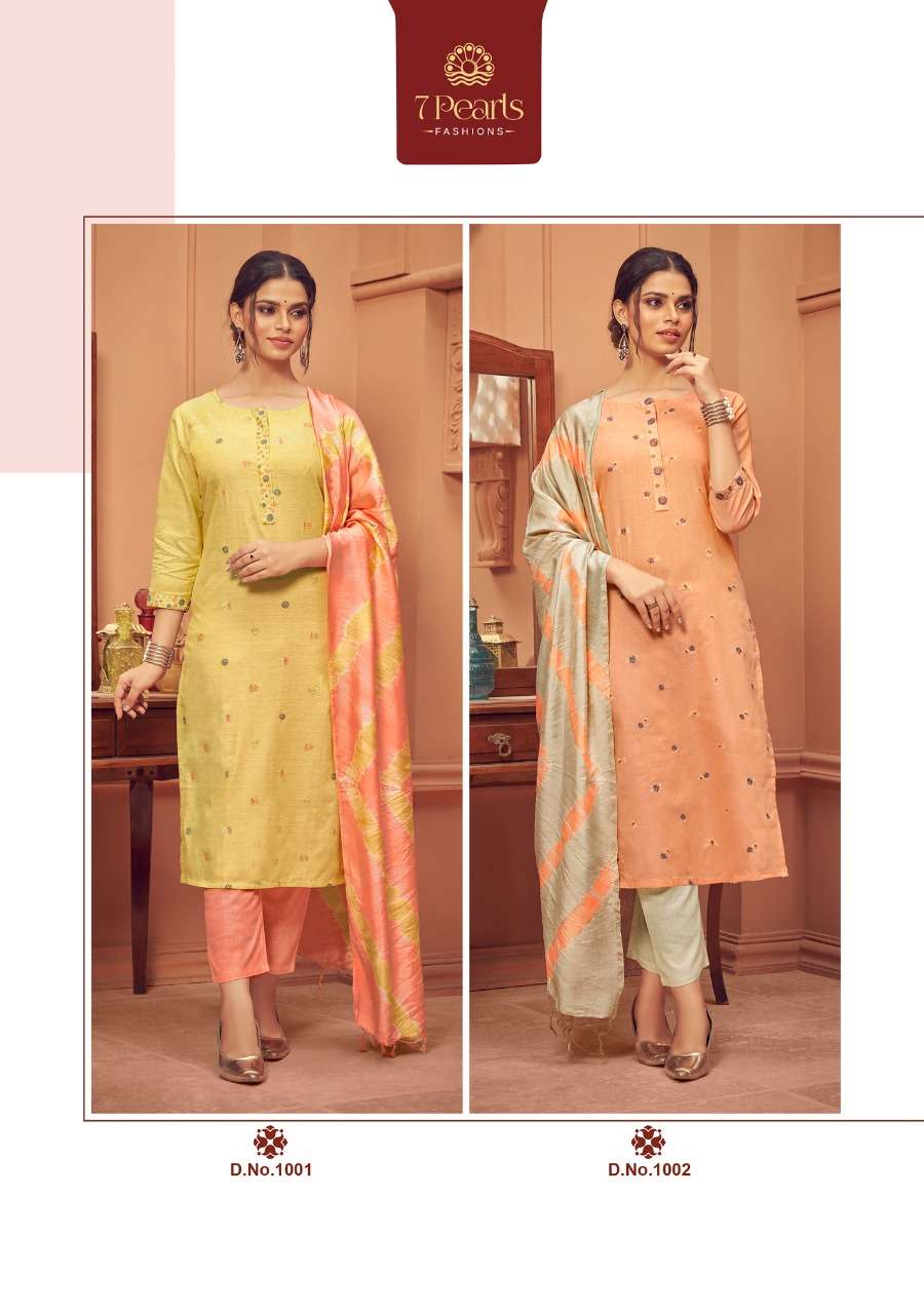 AMORE BY 7 PEARLS 1001 TO 1004 SERIES BEAUTIFUL SUITS COLORFUL STYLISH FANCY CASUAL WEAR & ETHNIC WEAR PURE COTTON EMBROIDERED DRESSES AT WHOLESALE PRICE