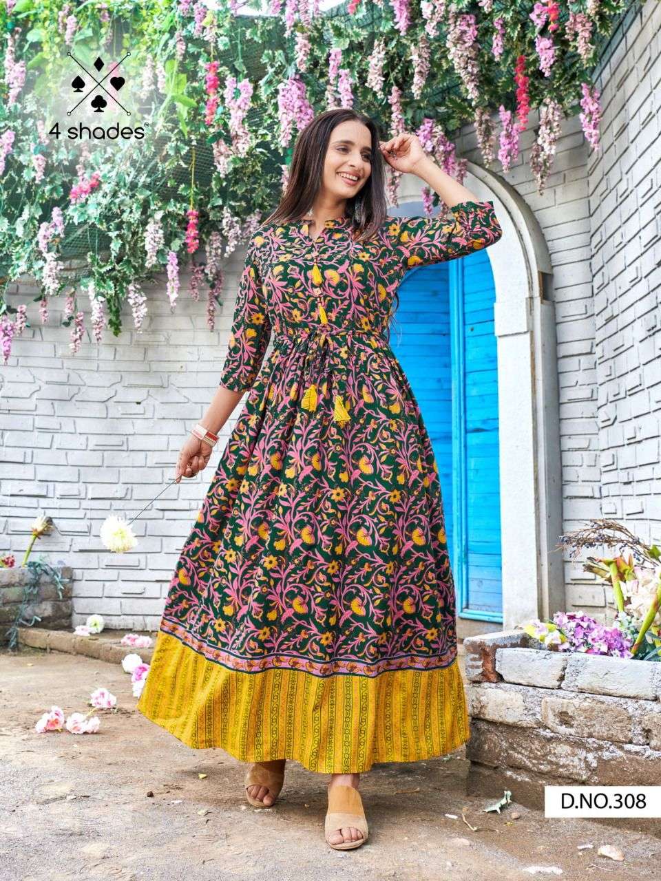 SUNDARI VOL-3 BY 4 SHADES 301 TO 308 SERIES BEAUTIFUL STYLISH FANCY COLORFUL CASUAL WEAR & ETHNIC WEAR RAYON PRINT GOWNS AT WHOLESALE PRICE