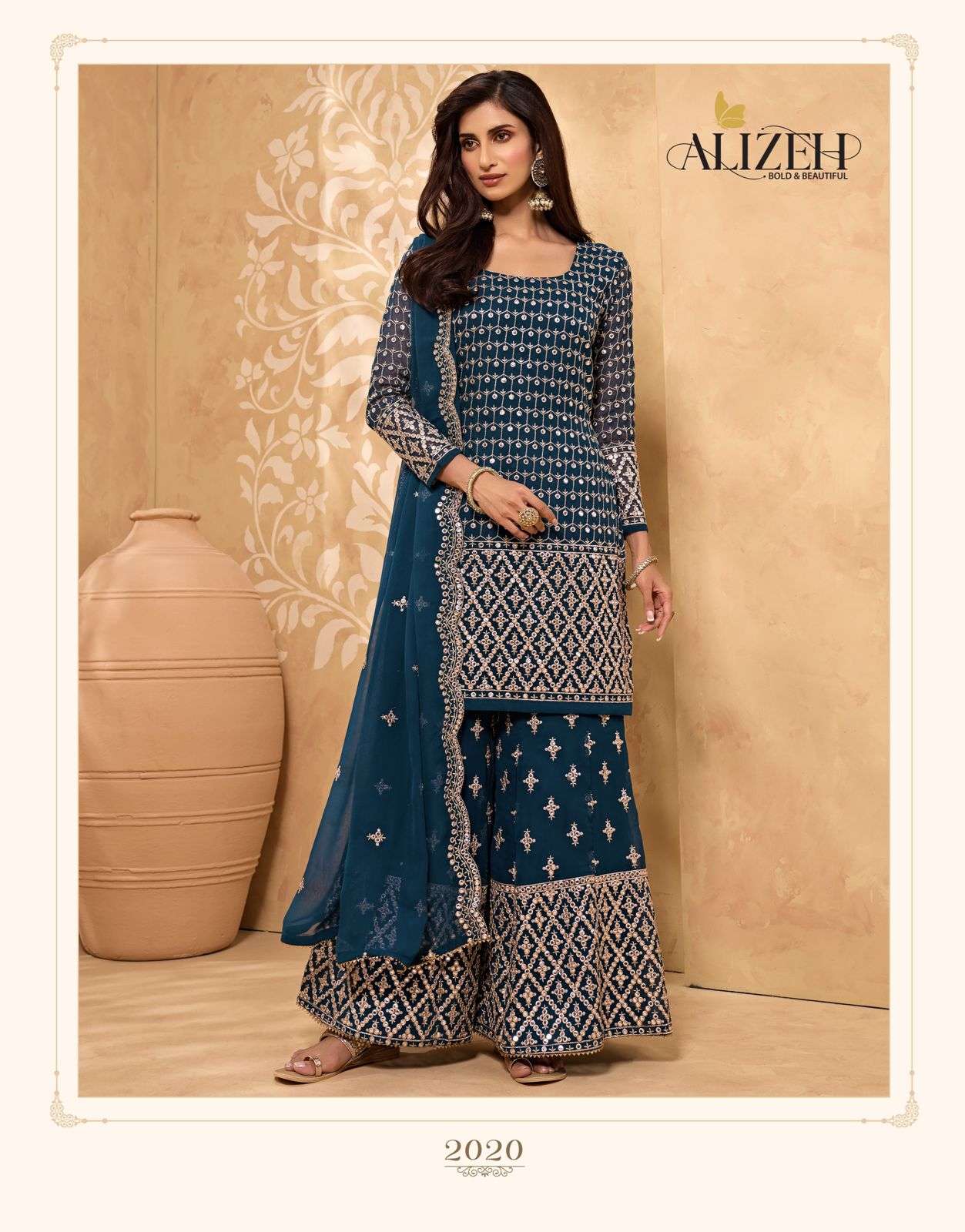 ZAIDA VOL-5 BY ALIZEH 2018 TO 2020 SERIES BEAUTIFUL STYLISH SHARARA SUITS FANCY COLORFUL CASUAL WEAR & ETHNIC WEAR & READY TO WEAR GEORGETTE EMBROIDERED DRESSES AT WHOLESALE PRICE