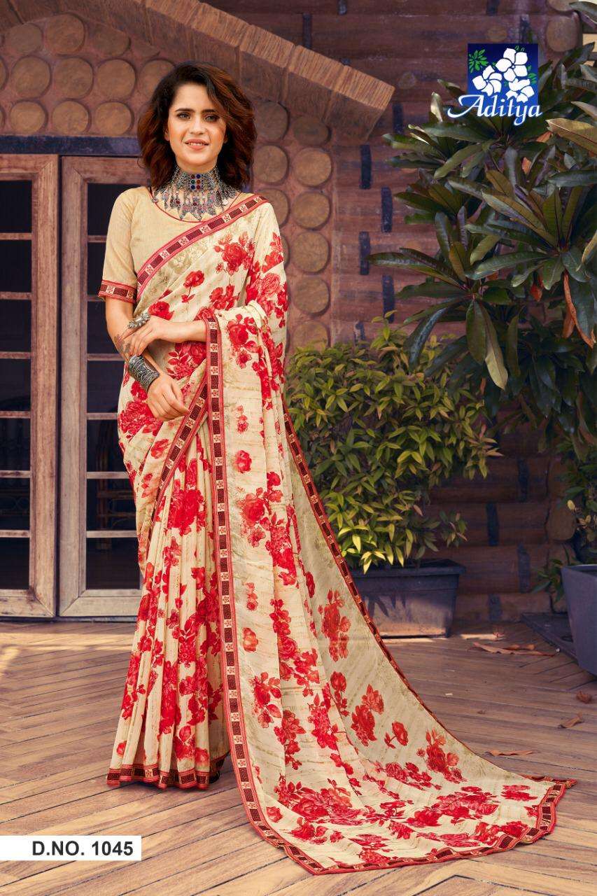 SAVERA VOL-3 BY ADITYA PRINTS 1045 TO 1053 SERIES INDIAN TRADITIONAL WEAR COLLECTION BEAUTIFUL STYLISH FANCY COLORFUL PARTY WEAR & OCCASIONAL WEAR GEORGETTE PRINT SAREES AT WHOLESALE PRICE