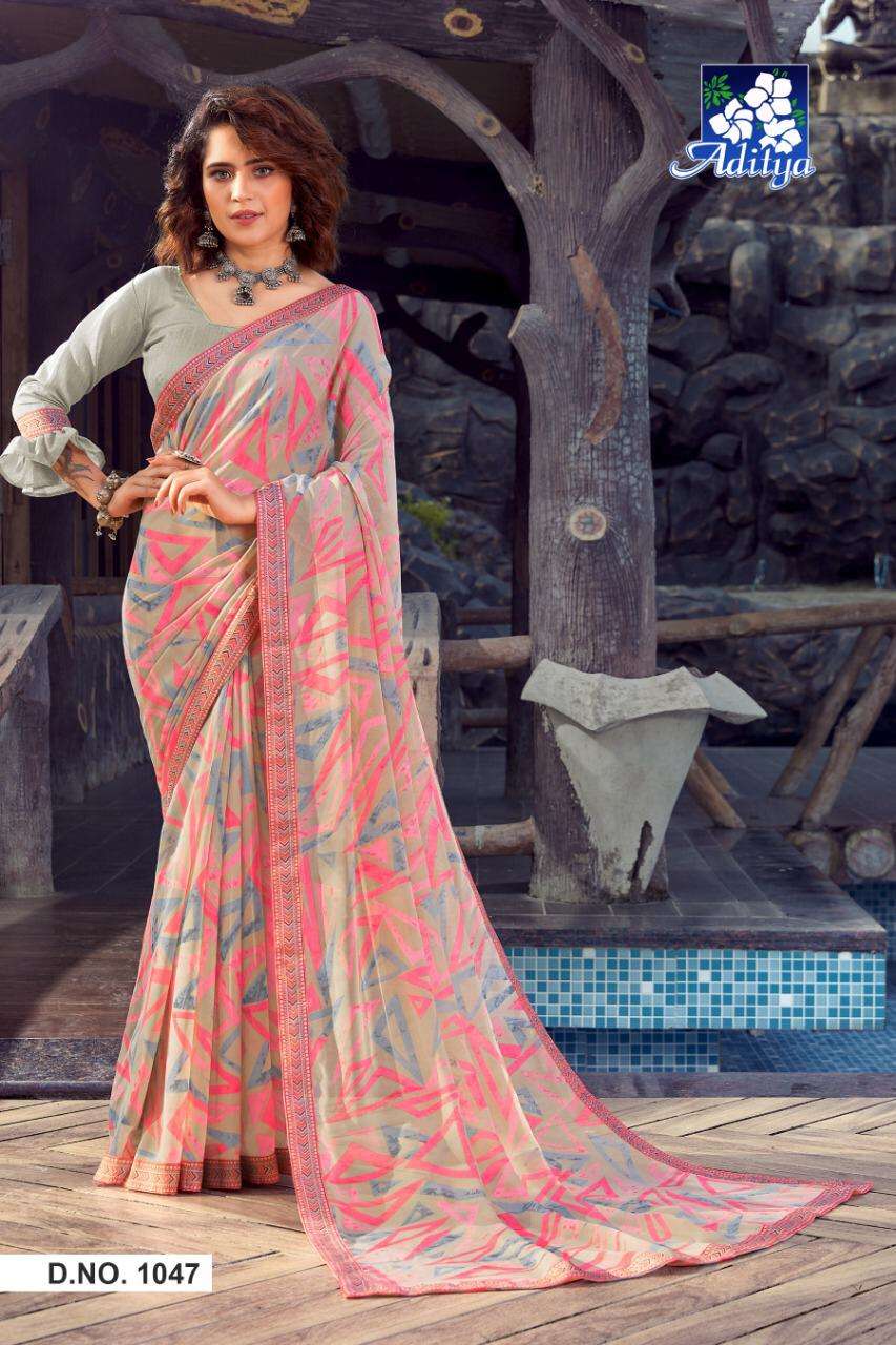 SAVERA VOL-3 BY ADITYA PRINTS 1045 TO 1053 SERIES INDIAN TRADITIONAL WEAR COLLECTION BEAUTIFUL STYLISH FANCY COLORFUL PARTY WEAR & OCCASIONAL WEAR GEORGETTE PRINT SAREES AT WHOLESALE PRICE
