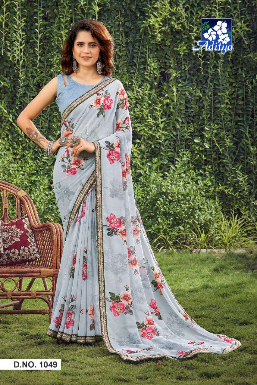 SAVERA VOL-3 BY ADITYA PRINTS 1045 TO 1053 SERIES INDIAN TRADITIONAL WEAR COLLECTION BEAUTIFUL STYLISH FANCY COLORFUL PARTY WEAR & OCCASIONAL WEAR GEORGETTE PRINT SAREES AT WHOLESALE PRICE