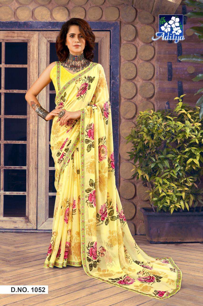 SAVERA VOL-3 BY ADITYA PRINTS 1045 TO 1053 SERIES INDIAN TRADITIONAL WEAR COLLECTION BEAUTIFUL STYLISH FANCY COLORFUL PARTY WEAR & OCCASIONAL WEAR GEORGETTE PRINT SAREES AT WHOLESALE PRICE