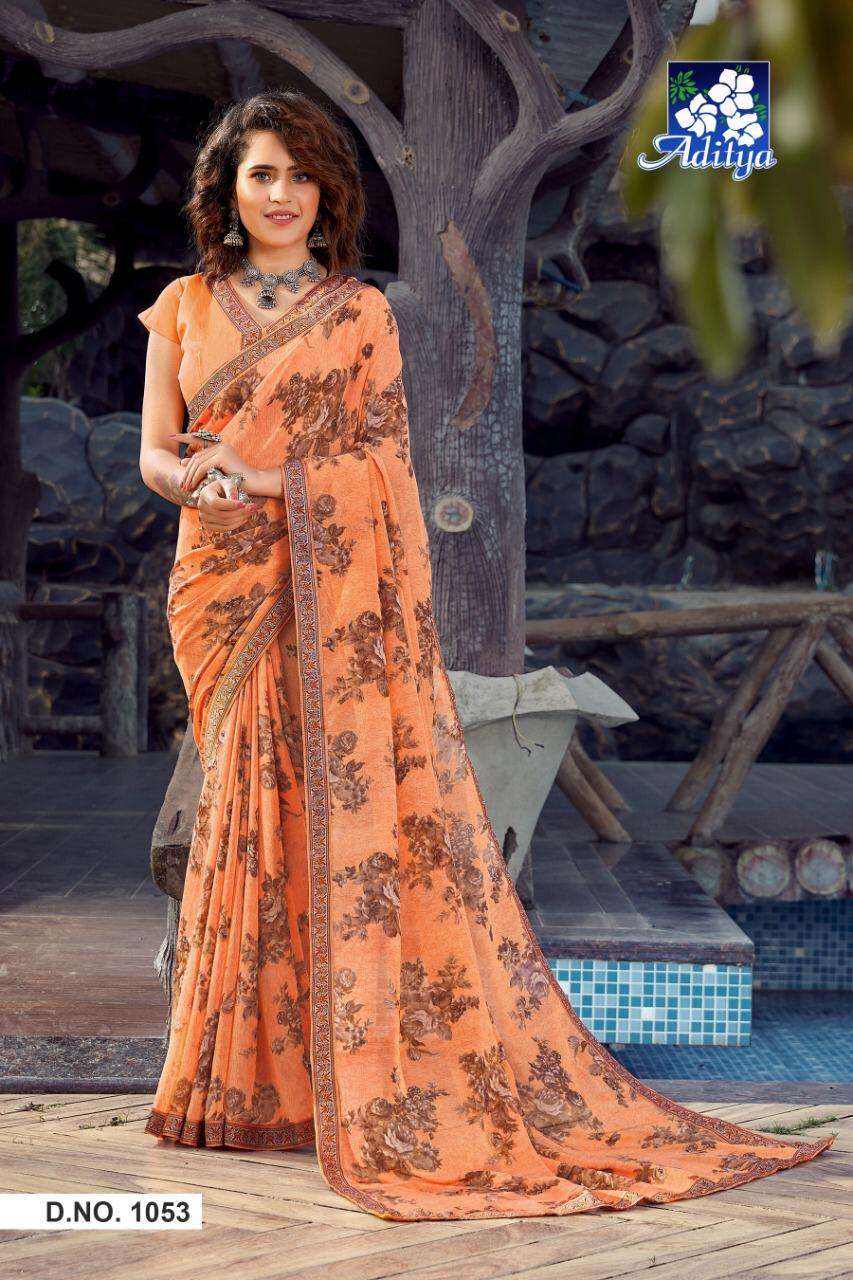SAVERA VOL-3 BY ADITYA PRINTS 1045 TO 1053 SERIES INDIAN TRADITIONAL WEAR COLLECTION BEAUTIFUL STYLISH FANCY COLORFUL PARTY WEAR & OCCASIONAL WEAR GEORGETTE PRINT SAREES AT WHOLESALE PRICE