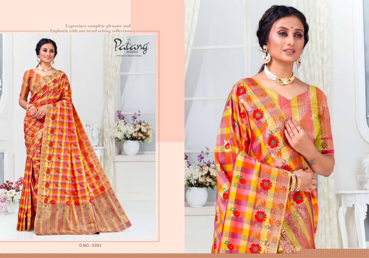 SURYAVANSHI BY PATANG SAREES 6281 TO 6286 SERIES INDIAN TRADITIONAL WEAR COLLECTION BEAUTIFUL STYLISH FANCY COLORFUL PARTY WEAR & OCCASIONAL WEAR SILK SAREES AT WHOLESALE PRICE