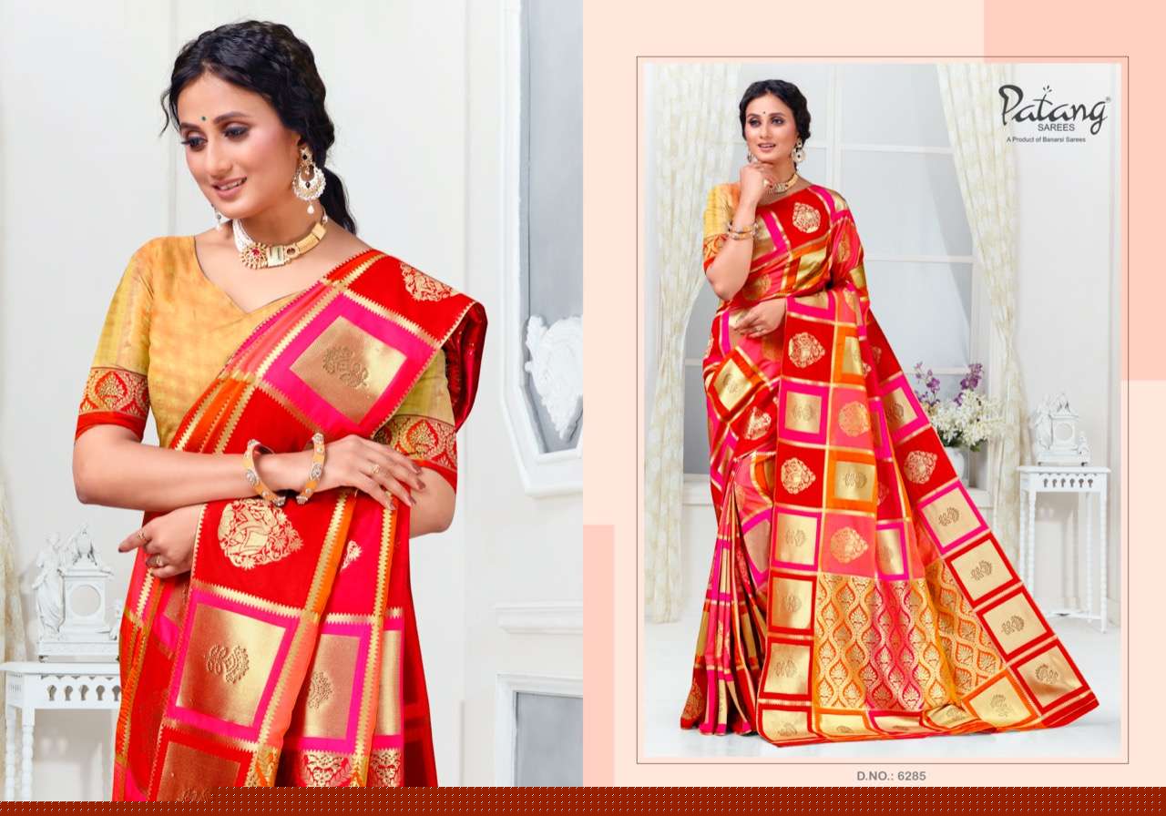 SURYAVANSHI BY PATANG SAREES 6281 TO 6286 SERIES INDIAN TRADITIONAL WEAR COLLECTION BEAUTIFUL STYLISH FANCY COLORFUL PARTY WEAR & OCCASIONAL WEAR SILK SAREES AT WHOLESALE PRICE