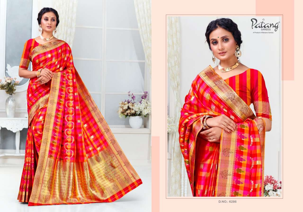 SURYAVANSHI BY PATANG SAREES 6281 TO 6286 SERIES INDIAN TRADITIONAL WEAR COLLECTION BEAUTIFUL STYLISH FANCY COLORFUL PARTY WEAR & OCCASIONAL WEAR SILK SAREES AT WHOLESALE PRICE