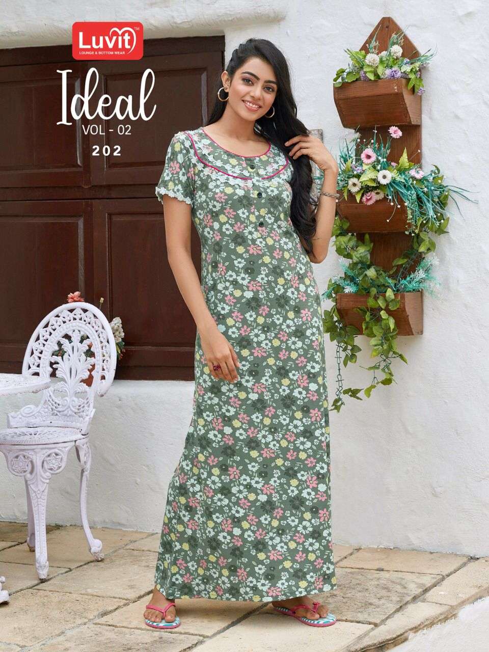 IDEAL VOL-2 BY LUVIT 201 TO 208 SERIES BEAUTIFUL STYLISH FANCY COLORFUL CASUAL WEAR & ETHNIC WEAR SUPER SINKER GOWNS AT WHOLESALE PRICE