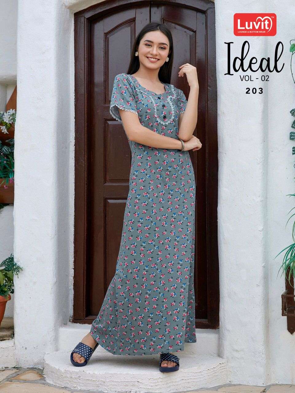 IDEAL VOL-2 BY LUVIT 201 TO 208 SERIES BEAUTIFUL STYLISH FANCY COLORFUL CASUAL WEAR & ETHNIC WEAR SUPER SINKER GOWNS AT WHOLESALE PRICE