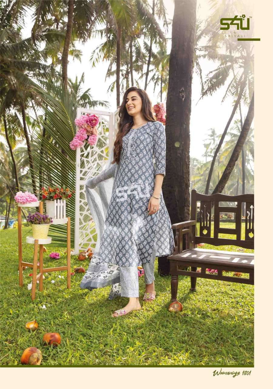 WOMANIYA VOL-18 BY S4U FASHION 1801 TO 1806 SERIES BEAUTIFUL SUITS COLORFUL STYLISH FANCY CASUAL WEAR & ETHNIC WEAR COTTON PRINT DRESSES AT WHOLESALE PRICE
