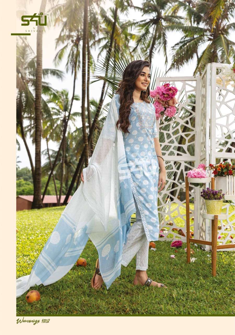WOMANIYA VOL-18 BY S4U FASHION 1801 TO 1806 SERIES BEAUTIFUL SUITS COLORFUL STYLISH FANCY CASUAL WEAR & ETHNIC WEAR COTTON PRINT DRESSES AT WHOLESALE PRICE