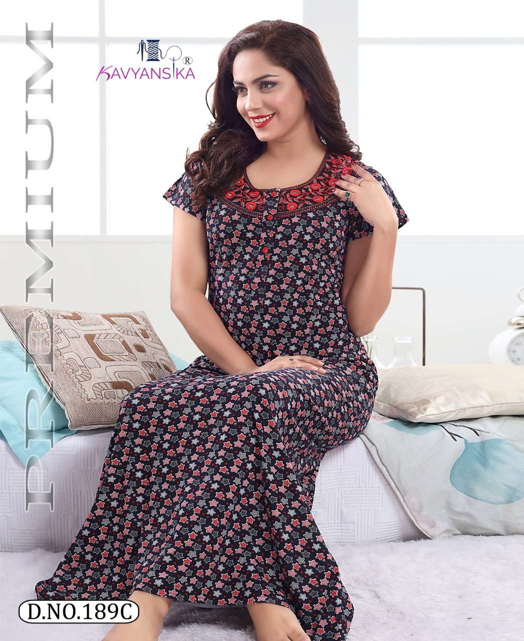 KAVYANSHIKA VOL-189 BY KAVYANSHIKA 189-A TO 189-F SERIES BEAUTIFUL STYLISH FANCY COLORFUL CASUAL WEAR & ETHNIC WEAR COTTON HOSIERY GOWNS AT WHOLESALE PRICE
