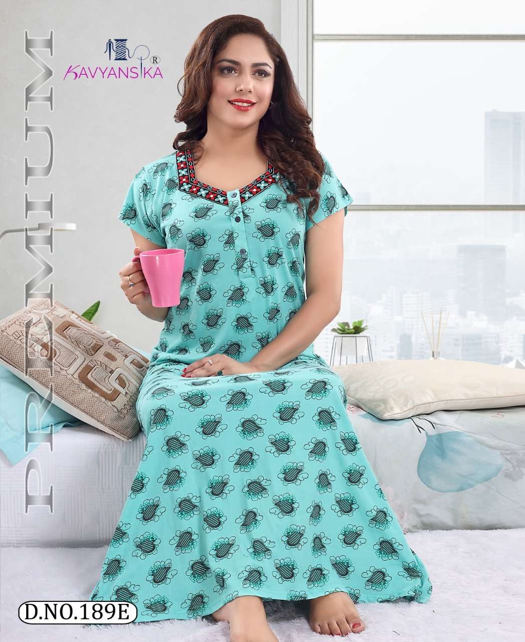 KAVYANSHIKA VOL-189 BY KAVYANSHIKA 189-A TO 189-F SERIES BEAUTIFUL STYLISH FANCY COLORFUL CASUAL WEAR & ETHNIC WEAR COTTON HOSIERY GOWNS AT WHOLESALE PRICE