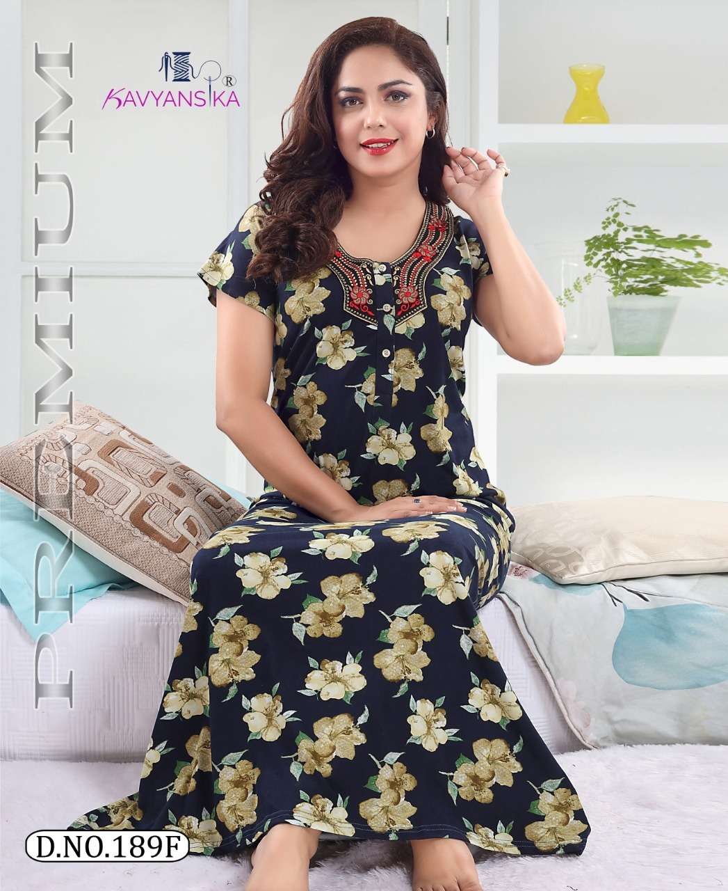 KAVYANSHIKA VOL-189 BY KAVYANSHIKA 189-A TO 189-F SERIES BEAUTIFUL STYLISH FANCY COLORFUL CASUAL WEAR & ETHNIC WEAR COTTON HOSIERY GOWNS AT WHOLESALE PRICE