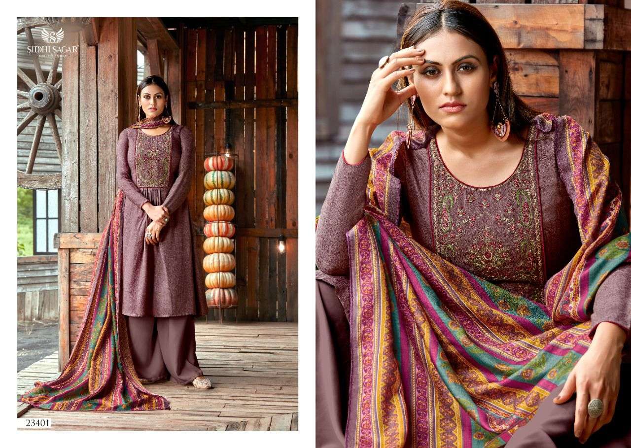 HANSIKA BY SIDDHI SAGAR 23401 TO 23408 SERIES BEAUTIFUL STYLISH SUITS FANCY COLORFUL CASUAL WEAR & ETHNIC WEAR & READY TO WEAR PURE PASHMINA PRINT WITH EMBROIDERED DRESSES AT WHOLESALE PRICE