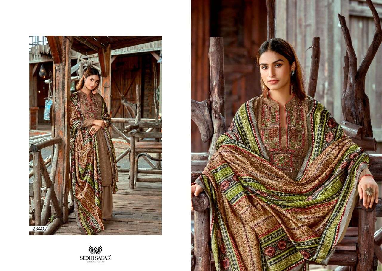 HANSIKA BY SIDDHI SAGAR 23401 TO 23408 SERIES BEAUTIFUL STYLISH SUITS FANCY COLORFUL CASUAL WEAR & ETHNIC WEAR & READY TO WEAR PURE PASHMINA PRINT WITH EMBROIDERED DRESSES AT WHOLESALE PRICE