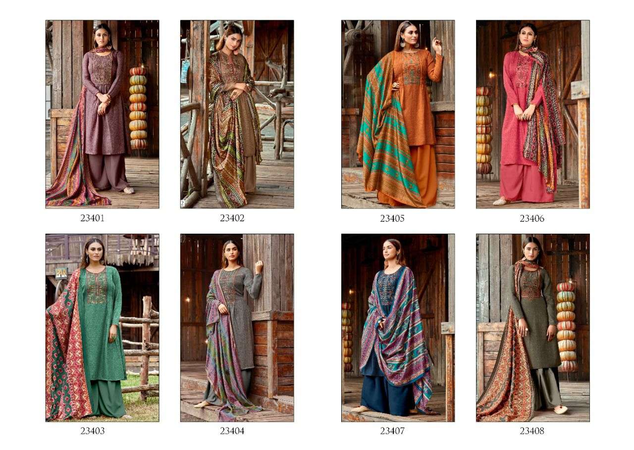 HANSIKA BY SIDDHI SAGAR 23401 TO 23408 SERIES BEAUTIFUL STYLISH SUITS FANCY COLORFUL CASUAL WEAR & ETHNIC WEAR & READY TO WEAR PURE PASHMINA PRINT WITH EMBROIDERED DRESSES AT WHOLESALE PRICE